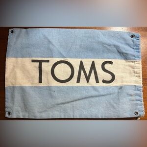 TOMS Light Blue and White Canvas Logo Pouch